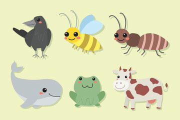 Cute cartoon animal template collection