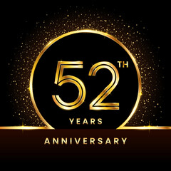 52th Anniversary Logo. Golden Anniversary template design for celebration event, invitation card, greeting card, flyer, banner, poster, double line logo, vector illustration