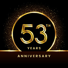 53th Anniversary Logo. Golden Anniversary template design for celebration event, invitation card, greeting card, flyer, banner, poster, double line logo, vector illustration