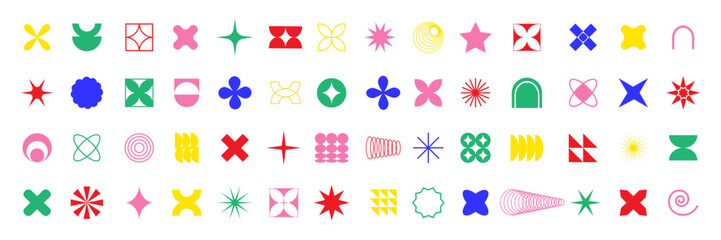 Set of geometric brutalism shapes.Abstract geometric brutalist elements. New modern elements swiss style, minimalist design,bold forms. Vector illustration