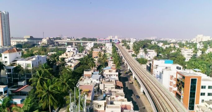Namma metro railroad track line in bangalore, india