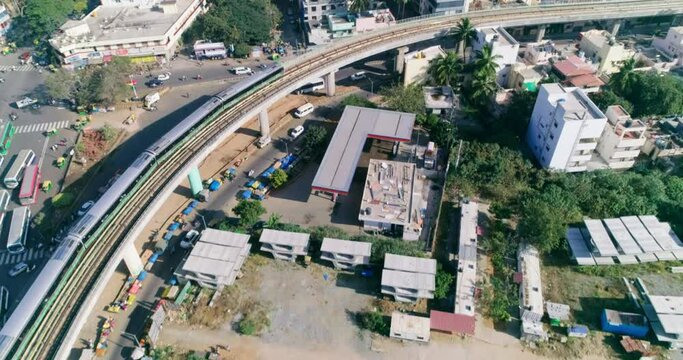 Namma metro railroad track line in bangalore, india
