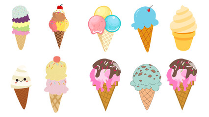 vector ice cream collection with various colors and flavors

