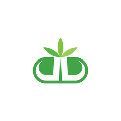 bio herbal pill capsule organic logo icon