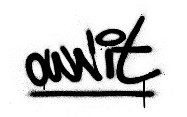 graffiti own it text sprayed in black over white