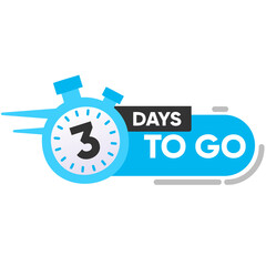 Countdown three left days banner. 3 days to go.