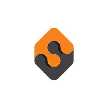 Geometric S Letter Logo Orange Black Icon