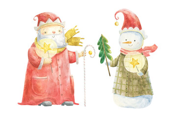 cute childish christmas illustration. Christmas cartoon characters, print, decor