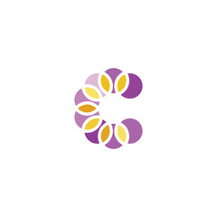 letter c flower leaves logo icon vector
