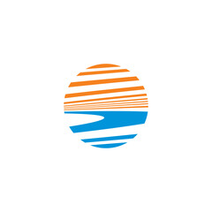 sunset icon logo vector design