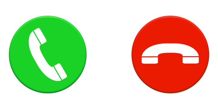 Anrufen und Auflegen - Zwei Buttons gr&uuml;n rot