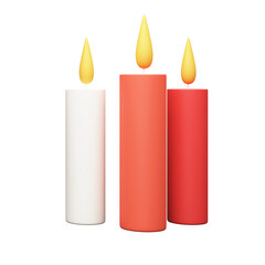 Red And White Burning Candles 3D Icon.