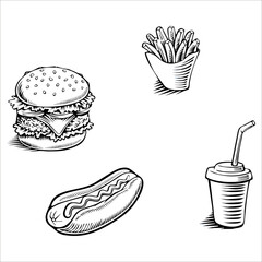 food, hot-dog, vector, illustration, icon