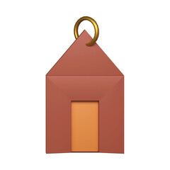 3D Render of Hanging House Building Icon In Brown Color.