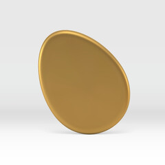 3d Easter golden chicken egg premium dynamic decor element slim minimal design realistic vector