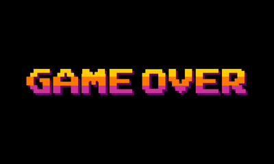 Vector Illustration word Game Over, pixel design For games, banner, web pages, dark background