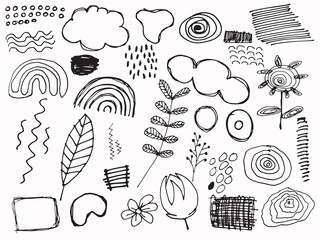 Monochrome hand drawing abstract object