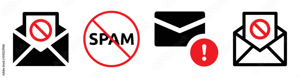 Aufkleber spam mailbox icon set isolated on white background. warning alert mail symbol vector illustration.