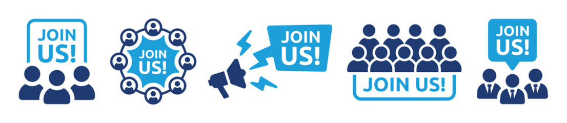 Join us icon set. Hiring employment symbol. Human resources concept.