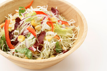 千切りキャベツとカラフル野菜のサラダ