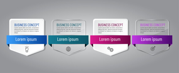 business infographic 3 d, square and arrow style, Glass design, can be used for workflow layout, diagram, annual report, web design.Creative banner, label vector, Business Plan.