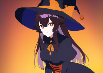 halloween witch with pumpkin