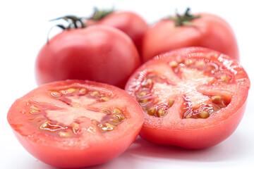 closeup tomatoes isolated on white background. healthy food concept
