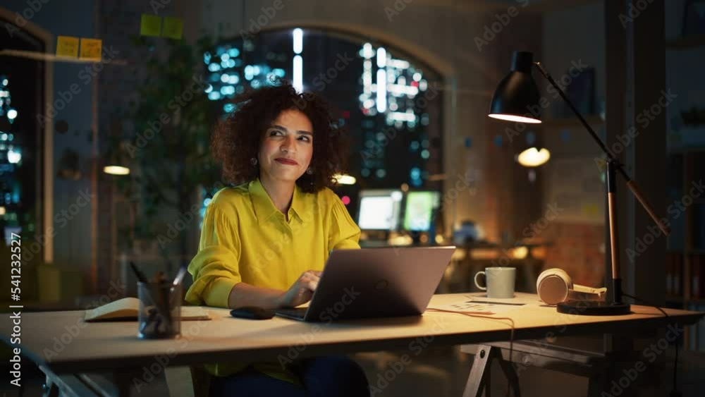 Poster expressive multiethnic middle eastern female working on a creative job position in an advertising co