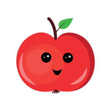 Collection of funny cartoon colorful fruits. Vector illustrations for children. Cute characters with different emotions.