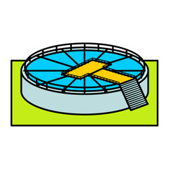 round ponds for recycle dirty sewage water Concept vector icon design, Water Treatment and Purification Plant symbol, Sterilization and Filtration Industry Sign, Desalination Biotechnology stock illus