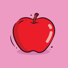 Illustration vector graphic of apple. Apple's minimalist style is isolated on pink background. The illustration is suitable for web landing page banners, flyers, stickers, cards, etc.