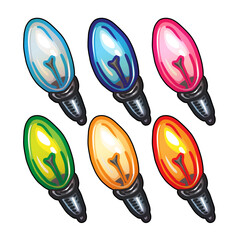 Set of colored light bulbs vector illustration on white background