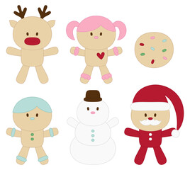 Obraz na płótnie Canvas set of Christmas character cookies