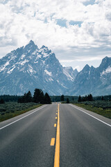 Road to the Grand Teton mountains