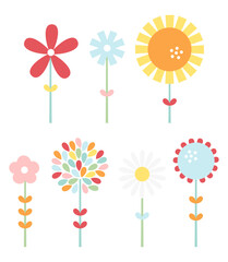 cute set of colorful flowers