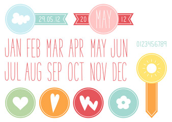 colorful set of date labels