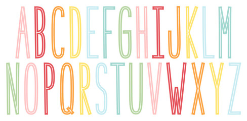colorful rainbow letter alphabet set