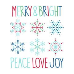 Naklejka na ściany i meble merry and bright snowflake elements
