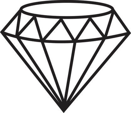 Diamond in a flat abstract style, black diamond linear outline sign. Vector icon diamond logo design