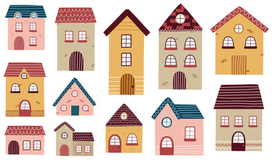 Set of house in scandinavian style. Simple house vector illustration.