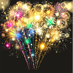 Hintergrund mit buntem Feuerwerk zum Jahreswechsel