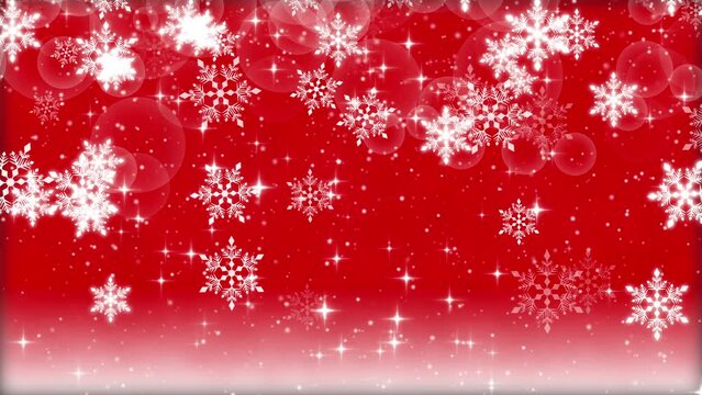 クリスマス 雪の結晶 大 バブル 雪が降る 【背景 赤】