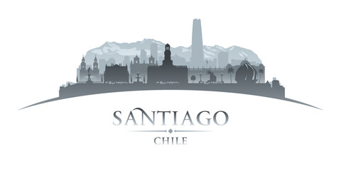 Santiago Chile city silhouette white background