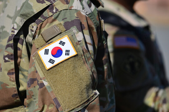 Taegeukgi South Korea Flag attached to the KATUSA US army military uniform.