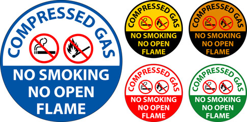 Obraz premium Compressed Gas No Smoking No Open Flame Floor Sign