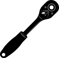 Vector image (silhouette, icon) of a hand tool - ratchet (car tool set) - obrazy, fototapety, plakaty