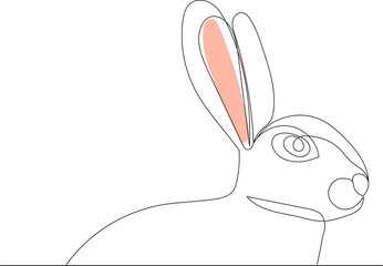 rabbit cute portrait drawing in one continuous line