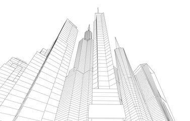 Modern city architecture 3d illustration