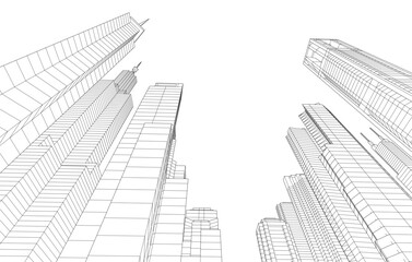 Modern city architecture 3d illustration