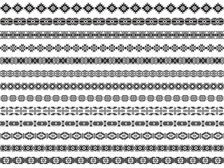 Aztec border. Geometric traditional mexican decorative elements, ethnic native indian frame pattern boho style. Vector isolated collection